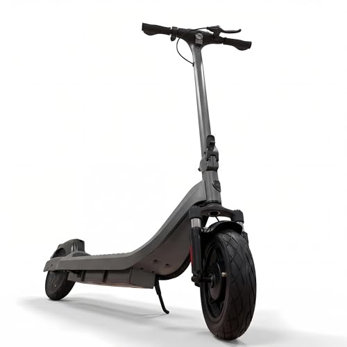 Patinete eléctrico para Adultos ninboo Ace R350 con neumáticos de Aire de 10', amortiguadores Delanteros, Freno de Tambor, transmisión Trasera y IPX4. Motor 350W, autonomía 32 km.