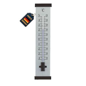 TFA Dostmann Thermomètre intérieur et extérieur, 12.2006, en aluminium, résistant aux intempéries, bien lisible, argenté
