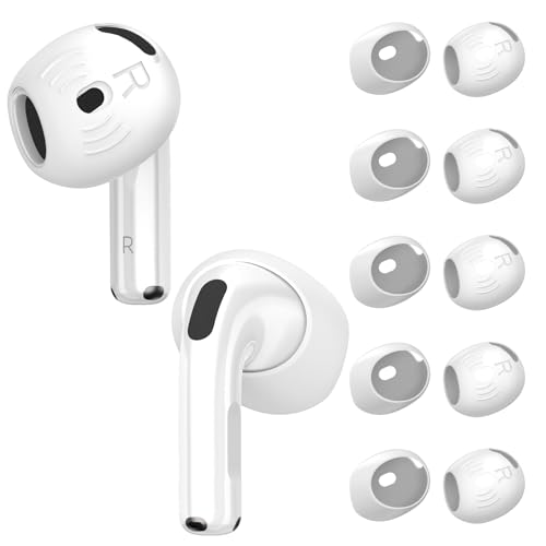 [5 Pairs] for AirPods 4 Ear Tips Covers Sport Anti Slip Anti Scratche Skin Soft Silicone Eartip AirPods 4 Gen Earbuds Accessories Compatible with Apple AirPods 4th Generation (White)