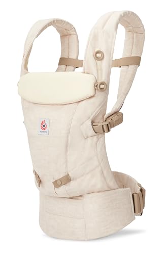 Ergobaby Adapt Mochila portabebé para recién nacidos desde el nacimiento, portabebé ergonómico de lino de 3 posiciones para transportar en el abdomen y en la espalda, Natural Linen