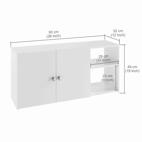 Image of FURNEASER Cosmos 2 Door Shoe Rack Cabinet | Engineered Wood Shoe Storage Organizer | 4 Shelf Shoe Stand Holds 10 Pairs | Space Saving Footwear Rack for Home