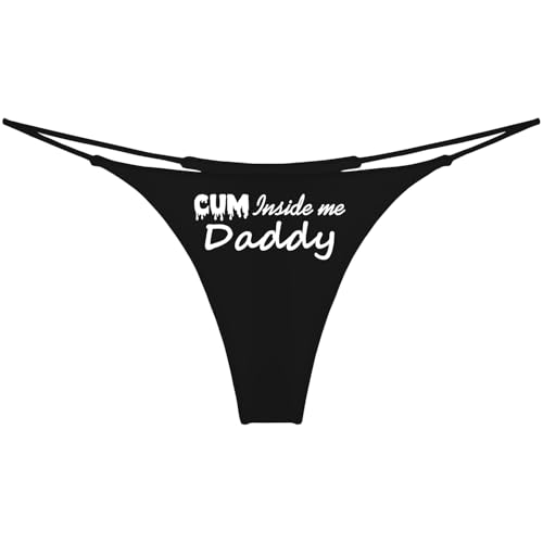 SLIEWU Property of Daddy G-String Thong, Sexy Sports Underwear, Daddy's Kitten Panties for Women (US, Alpha, Small, Regular, Regular, Black, Cum Inside Me Daddy)