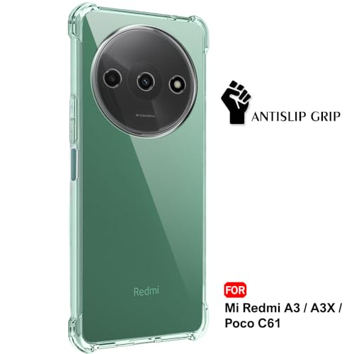 Image of TheGiftKart Crystal Clear Back Cover Case for Mi Redmi A3 / A3X / Poco C61 | Shockproof Soft TPU Case | Cushioned Edges for Ultimate Protection Back Cover Case (TPU, Transparent)