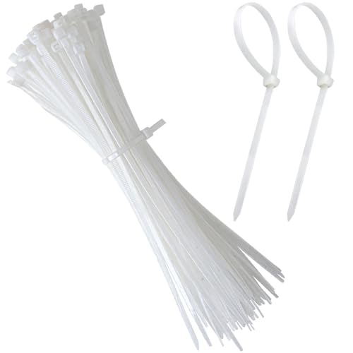 100 PCS White Plastic Cable Ties 300mm x 3.6mm 12 Premium Nylon Zip Ties Heavy Duty Strong 30 cm Long Zip Tie Wraps Secure Self-Locking Multi-Purpose Plastic Tie Wraps for Home Garden Office DIY