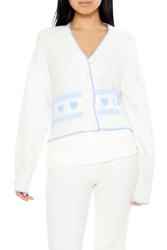 Forever 21 Women's Fair Isle Heart Cardigan Sweater