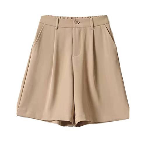 Short blanc femme taille haute droit longueur genou en kaki L