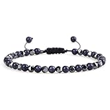 KJIHENSA 1 Stück Naturstein Armband Hämatit Armreifen Lava Tigerauge Mini Perlen Herren Armbänder-Blauer Sandstein A