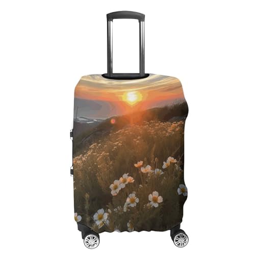 Sunset And Flowers Luggage Cover Dustproof Suitcase Cover Elastic Washable Travel Luggage Protector Suitcase Protector Stretch Baggage Protector for 19-32 Inch Luggage S4