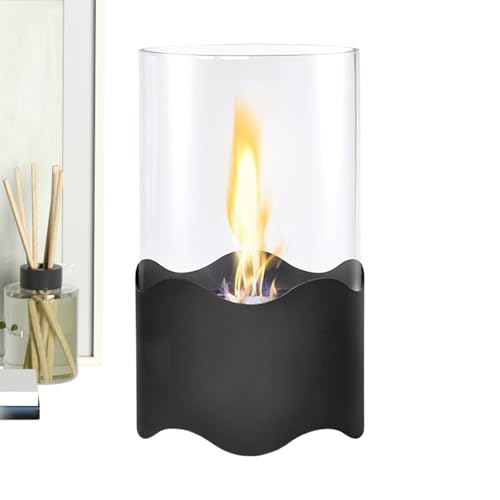 Chimenea Eléctrica - 4,13x9,25 Pulgadas Esquina con calefacción | Efecto de Llama, para Navidad Interior Oficina Dormitorio Cocina Apartamento Mesa Repisa Estante, antalla Táctil de