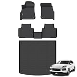 Jenofa-Floor Mats for Porsche Cayenne 2019-2025 Cargo Mat Car Mats for Cayenne All Weather Waterproof Durable High Edge Protection Floor Liner Accessories Full Set 2025