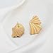 WOWORAMA Matte Gold Fan Earrings for Women Vintage Statement Gold Earrings Bohemia Wings Fan-shaped Earrings Boho Irregular Geometric Stud Earrings