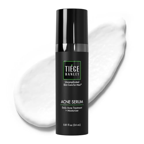 Tiege Hanley Acne Serum for Men, Facial Serum with Salicylic Acid, Granactive Complex & Tea Tree Oil for Blackheads, Visible Pores & Uneven Tone, Moisturizer for Oily Skin, Men’s Skin Care, 0.8 fl oz