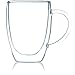 Bistro Mug with Handle from JavaFly, Double Walled Thermo Glass Cup, Set of 2-12oz