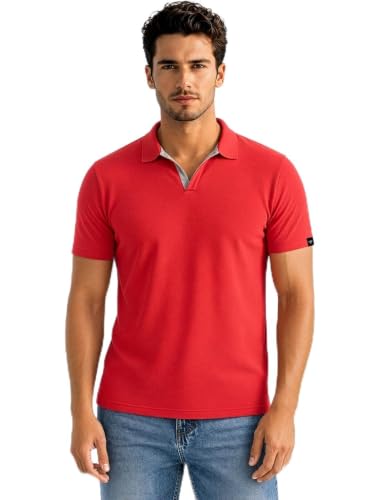 Image of Status Quo Men's Polo T-Shirt | Rich Cotton Blend | Slim Fit | All Day Comfort | Contrast Inner Placket | Polo Collar