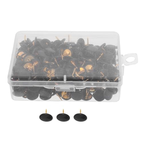 DIYEAH 1 Caja De Alfileres De Cabeza Redonda Alfileres Redondos Decorativos Accesorios Negros para Tablones De Anuncios Chinchetas De Plástico De Cabeza Plana