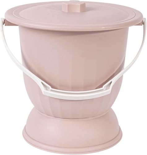 便器, 蓋付きポータブルチャンバーポット、ハンドル付きつばき尿バケツベッドサイド小便器高齢者妊娠中の女性用(Pink,27.5*25.8cm)