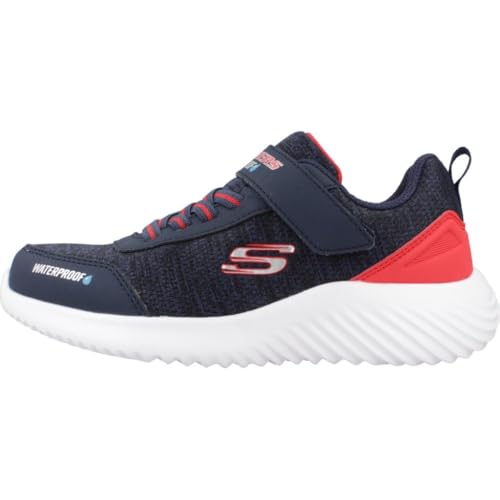 Skechers Garçon Bounder Dripper Drop Flat-Sheets, Navy Red, 30.5 EU