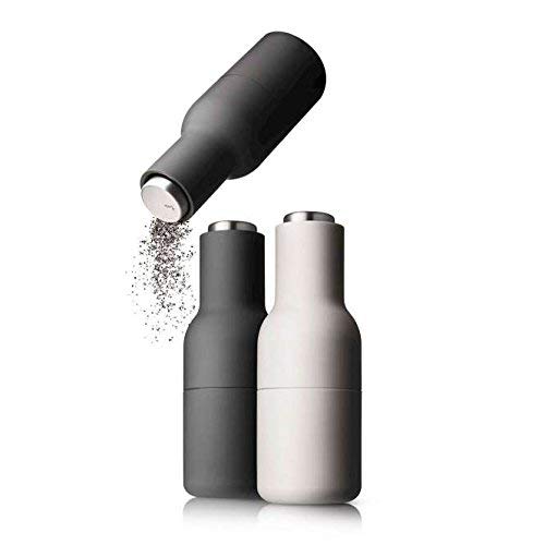 Salt Grinder And Pepper Grinder Set Of 2, Black Pepper Grinder & Sea Salt Grinder Inverted Design, Salt Pepper Grinder Set, Tall Glass Bottle Grinder Set, Pepper Mill & Salt Mill (Steel-Carbon Ash) #TOP1