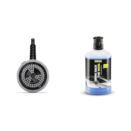 Kärcher Rotierende Waschbürste WB 130, mit Universalbürstenaufsatz & Autoshampoo 3-in-1 RM 610 (1 l), höchste Reinigungseffizienz, Pflege und Schutz in einem Schritt