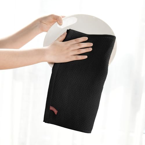 Artoid Mode Black 100% Cotton Soft Kitchen Cleaning Cloths 34 x 34 cm, Pack of 4 Dish Cloths Towels Absorbent Washable for Washing up - Image 5