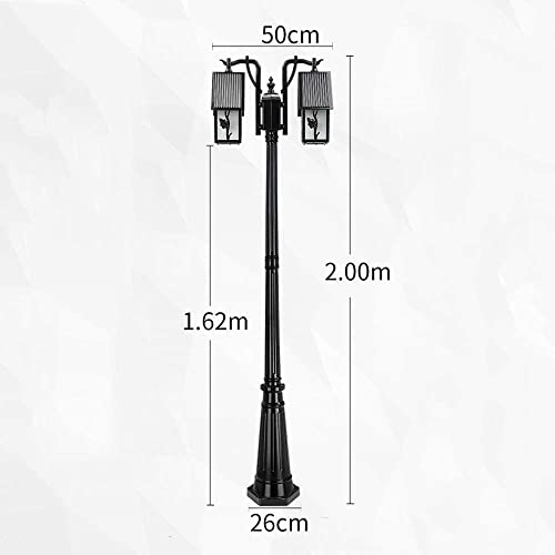Lámpara de columna para exteriores de aluminio con dos cabezales E27 y cristal 8