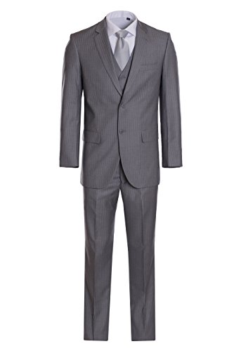 Men's Premium Modern Fit Pinstripe Suit - Many Colors (Light Gray Pinstripe, 40 Long)…