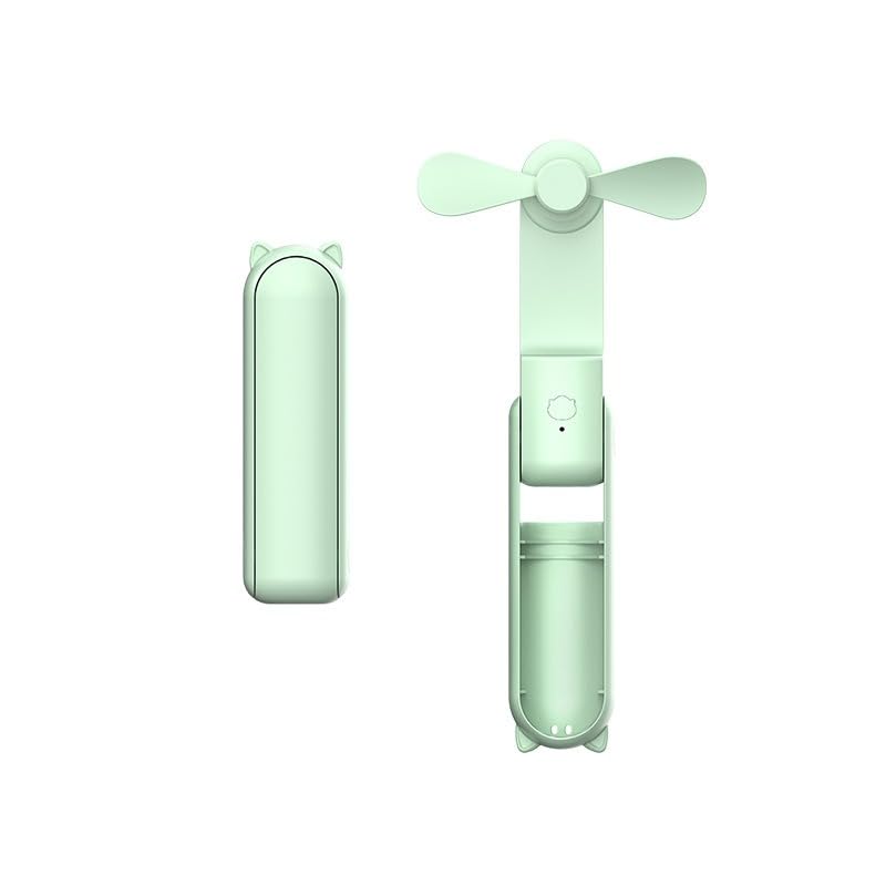 SEGUROSHandheld Electric Small Fan Desk Fan Multifunctional Mini Folding, 3 Speeds Adjustable, Usb Rechargeable, Long Life, Gift, Suitable For Women, Men, Travelling, Camping, Outdoor(Green)