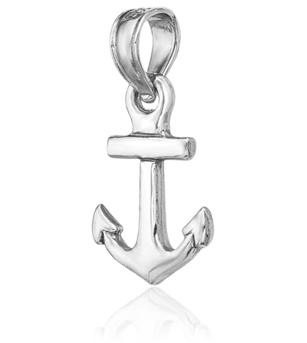 IceCarats 14K Solid White Gold Anchor Mariner Necklace Nautical Charm Pendant3