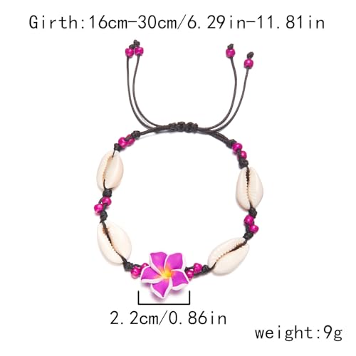 Image of Caiyao 2pcs Lovely Hawaiian Plumeria Rubra Anklet Bracelet Tropical Flower Bohemia Luau Beach Party Accessories for Women