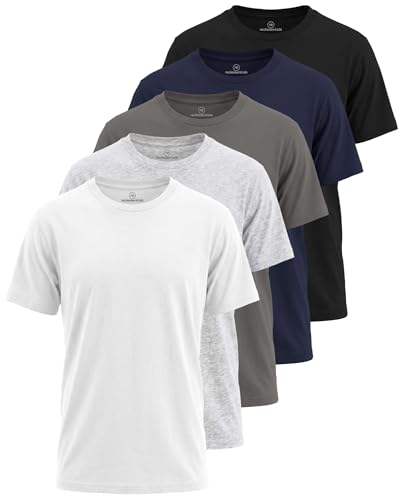 Image of 5 Pack Boys' Cotton T Shirts Crew Neck Plain Short Sleeve Tops Kids Teens
