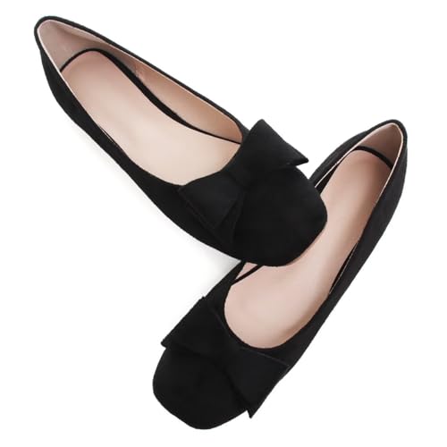Hee grand Bowknot Flats for Women Dressy Square Toe Comfortable Slip On Ballet Shoes2