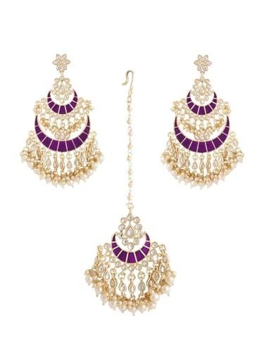 Juego de joyas Kundan para regalo aniversario chapado en oro latón S