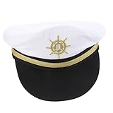 [POPETPOP] セーラーキャプテン帽子 素材 快適通気 大人用コスプレ 海軍帽 パーティー 舞台演出用 船長ハット 男女兼用