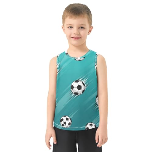 J JOYSAY Cartoon Football Blue Boys Tank Top Sleeveless Muscle Shirts Quick Dry Sport Active Workout Kids T-Shirts 3-15T2