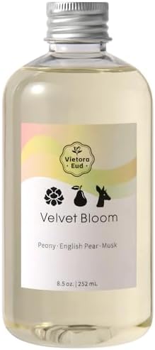 Velvet Bloom Reed Diffuser Refill 250ml(8.5oz) – Floral Luxury Fragrance Oil Refill, Long Lasting Aroma for Home, Spa & Office, Alcohol-Free