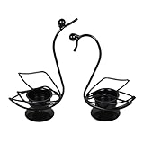 Metal Pair of Swans Candle Holder Decor Tabletop Home Office Modern Tea Light Holder Ornaments Centerpiece Party (Black, 2Pcs)
