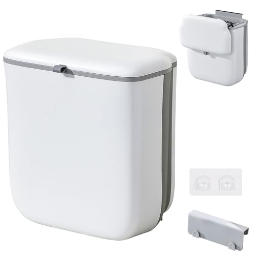 Dreamsolearoy Poubelle de Cuisine Suspendue, Poubelle de Porte Pliable en Plastique 10L avec...