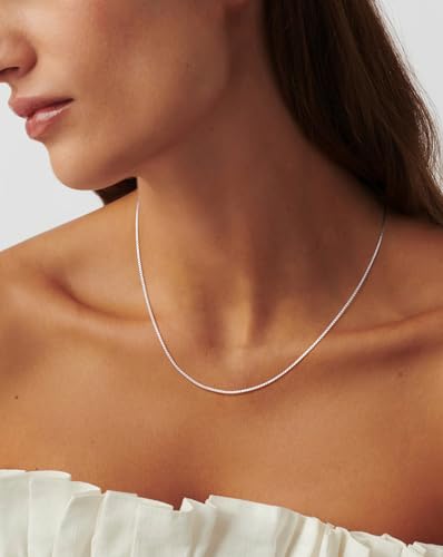 925 Sterling Silver Chain Necklace for Women Box Link Chain Necklace Simple Dainty Choker Necklace Waterproof Link Necklace Trendy Jewelry Gifts4