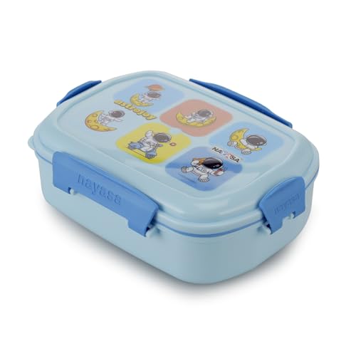 Image of Nayasa On The Go DLX Small Lunch Box, Leakproof, Durable - Perfect for School Kids, Blue