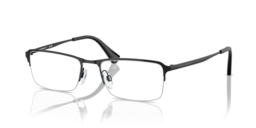 Emporio Armani Men's EA1044TD Rectangular Prescription Eyewear Frames, Shiny Black/Demo Lens, 55 mm