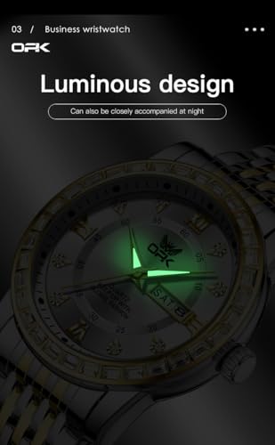 Image of OPK Watches for Men Diamond Roman Analog Mens Watches Waterproof Large Stainless Steel Men Wrist Watch Business Father Gift Watch Blue