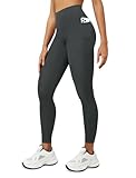 DLOODA Yoga Leggings for Women with Pockets High Waisted Tummy Control Yoga Pants Soft Buttery Workout Leggings Gym Dark Grey