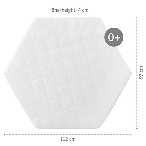 roba Laufgittermatratze 6 eckig - Matratze für Laufgitter / Laufstall hexagonal - Laufgittereinlage mit abnehmbarem Bezug - Weiß gesteppt