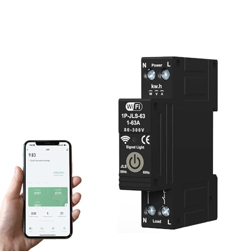 Disjoncteur intelligent WiFi 1P 63A pour rail DIN avec compteur d'énergie intégrée