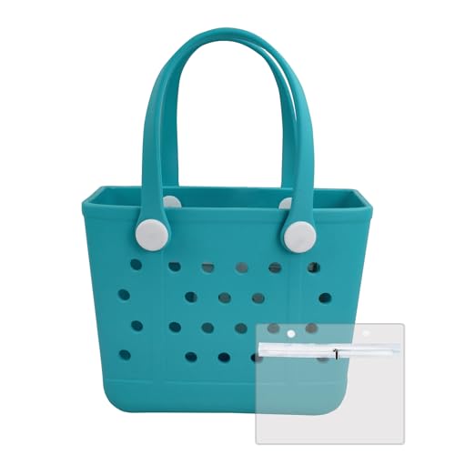 Juyeesm Small Rubber Beach Bags for Kids Waterproof Sandproof Rubber Tote Bags Pool Bag for Travel Boat Sport