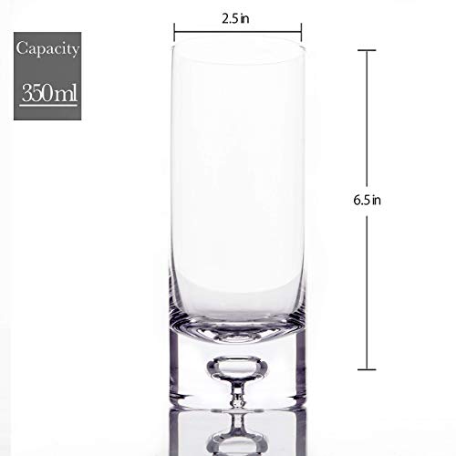 Lemonsoda Crystal Bubble Base Collins Glass Highball Tumbler - Set Of 4 - Heavy Weighted Bottom - Unique Design Great For Water, Juice, Beer, Cocktails, And More- 12Oz #TOP6