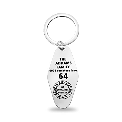 FOTAP Ad Family Mansion Motel Key Ring Musical Theatre Gift Goth Dark Horror Lovers Gifts (Ad Family 64 key)