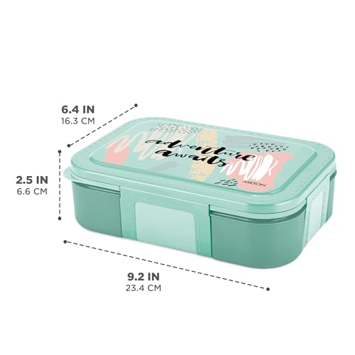Image of Milton Bravo 2 Inner Stainless Steel Tiffin Box for School, 2 Partition, Steam Release Plug| PU Insulated, Leak-Proof, Food Grade I Lunch Box for Kids Boys,Girls with Snap Lock Lid,650 ml,Pastel Green