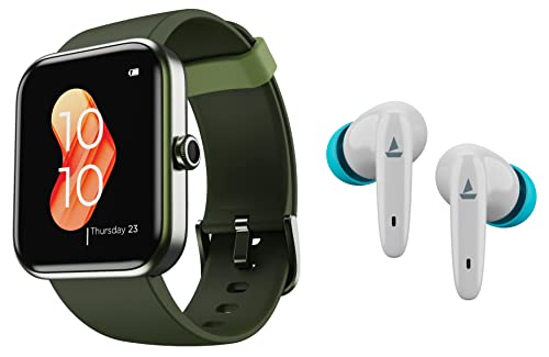 Image of boAt Xtend Smart Watch with Alexa Built-in, 1.69 inch HD Display & Airdopes 181 True Wireless Earbuds with ENx Tech, Beast Mode for Gaming, ASAP Charge, 20H Playtime, Bluetooth v5.2, IPX4 & IWP