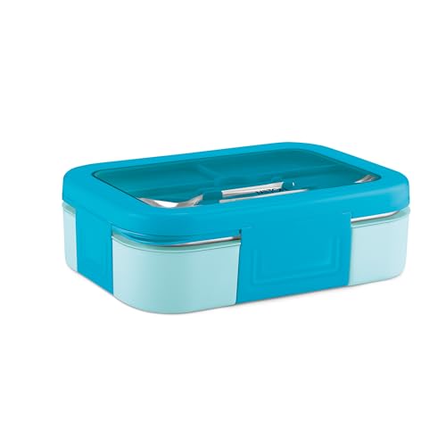 Image of Milton Ethan 2 Inner Stainless Steel Tiffin Box for School, 2 Partition, Steam Release Plug | PU Insulated, Leak-Proof, Food Grade I Lunch Box for Kids Boys, Girls with Snap Lock Lid, 650 ml, Sky Blue